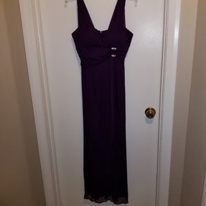 Betsy & Adam Long Gown Purple with Jewel Size 10